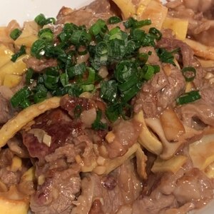 旬の筍で春を食す！たけのこと牛肉のオイスター炒め